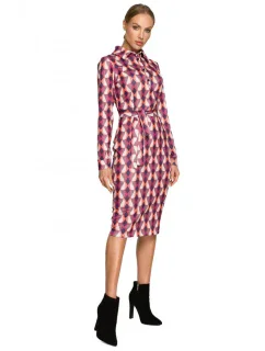 M706 Šaty s rukávy, límcem a potiskem - model 2