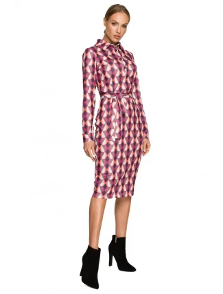 M706 Šaty s rukávy, límcem a potiskem - model 2