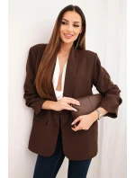 Elegantní sako s klopami hnědé