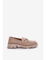 Dámské semišové mokasíny s ozdobou béžové D&A TW117 Béžové