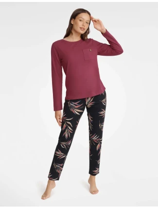 Zahradní pyžamo 40929-83X Bordó a černá - Henderson Ladies Zahradní pyžamo 40929-83X Bordó a černá - Henderson Ladies