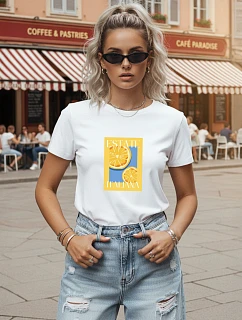 Dámské tričko s letním potiskem na přední straně, bílé, FashionStreet NX8026RY
