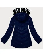 Světle modrá lesklá dámská bunda s ozdobnou podšívkou (xw810x)