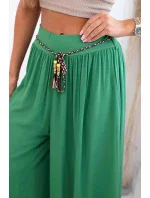 Dámské kalhoty z viskózy se širokými nohavicemi zelený Dámské kalhoty z viskózy se širokými nohavicemi zelený