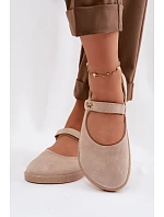 Kožené semišové baleríny Barefoot s páskem Zazoo 10206 béžové Kožené semišové baleríny Barefoot s páskem Zazoo 10206 béžové