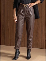 Dámské voskované kalhoty s hnědým páskem FashionStreet UY3144 Dámské voskované kalhoty s hnědým páskem FashionStreet UY3144