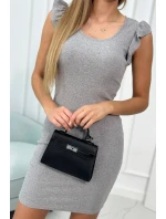 Šaty s nařasenými rukávy šedé Šaty s nařasenými rukávy šedé