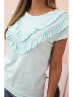 Dámská bavlněná blůza s výstřihem do V a potiskem bílá