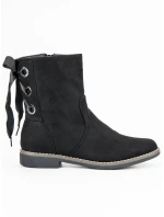 Módní kotníčkové boty dámské černé na plochém podpatku Módní kotníčkové boty dámské černé na plochém podpatku