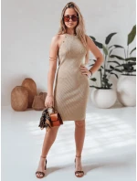 Pruhované midi šaty GLAMMID v tmavě béžové barvě FashionStreet EY2603