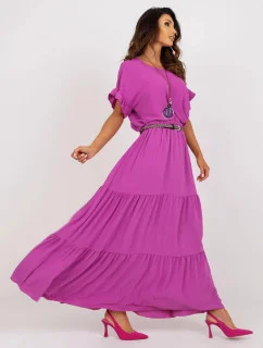 Fialové dlouhé dámské šaty s volánkem (8367)