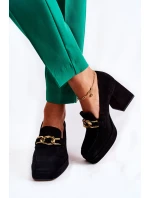 Semišové lodičky s ozdobným řetízkem Laura Messi 2444 černá