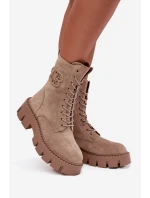 Zateplené workery dámské s ozdobou béžové Melisse