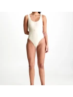 Dámské jednodílné plavky Monogram Rib KW0KW02151-PGA - Calvin Klein