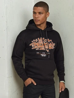 Pánská mikina s potiskem černá FashionStreet BX5665