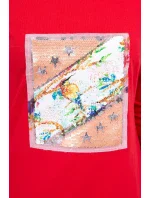 Šaty s 3D grafikou ptáka červené Šaty s 3D grafikou ptáka červené