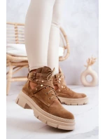 Semišove dámské kozačky s výřezy Camel Everly