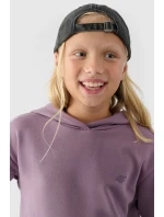 Dívčí Nekořeněná Mikina S Kapucí Hladká Fialová 4F 4FJWMM00TSWSF1316-51S