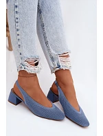 Materiálové dámské sandály na podpatku Modré Marcellé