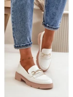 Dámské mokasíny W-16 Bílá s béžovou - DAY-VINE Shoes