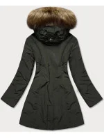 Dámská zimní bunda v khaki barvě (m21309)