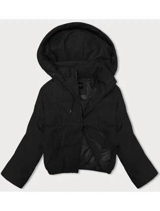 Krátká černá dámská bunda pro přechodné období s odepínací kapucí J Style (16M9088-392) Krátká černá dámská bunda pro přechodné období s odepínací kapucí J Style (16M9088-392)