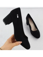 Černé semišové lodičky na jehlovém podpatku Sergio Leone PB178