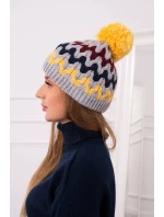 Dámská čepice Laila K283 tmavě šedá+žlutá