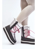 Dámské zimní boty s šněrováním stříbrné Lilara