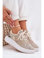 Dámské Sportovní Boty S Síťovinou A Hroty Béžové Ogalda