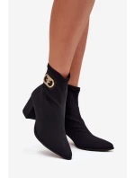 Dámské Botky Na Podpatku Se Zlatým Detalem Zazoo 3128 Černé