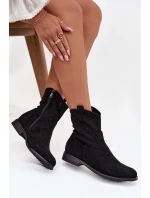 Dámské kotníkové boty na nízkém podpatku s perforovaným vzorem S.Barski HY52-530 Černé