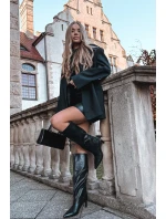 Dámské kozačky na špičku s prošíváním černé Olyvia