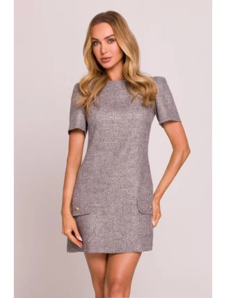 M855 Mini šaty áčkového střihu - grafitové M855 Mini šaty áčkového střihu - grafitové