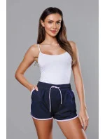 Tmavě modré dámské šortky s kontrastní lemovkou (8K208-25) Tmavě modré dámské šortky s kontrastní lemovkou (8K208-25)