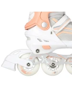 NILS Extreme NH18190 2v1 inline brusle bílo-růžové velikost S (29-33) s vyměnitelnými hokejovými bruslemi skid