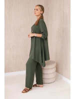 Sada halenky + kalhot s přívěskem khaki Sada halenky + kalhot s přívěskem khaki