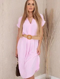 Šaty s ozdobným páskem cukrově růžová