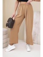 Kalhoty s širokými nohavicemi camelové