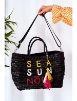 Pletena Kabelka Na Pláž NOBO XK0410 Černá Pletena Kabelka Na Pláž NOBO XK0410 Černá