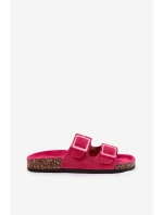 Dámské sandály s průhlednými prvky na korkové podrážce fuchsie Sercele