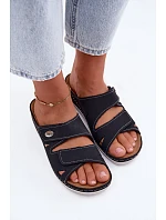 Kožené dámské nazouváky na suchý zip Inblu OE0001GU tmavě modré