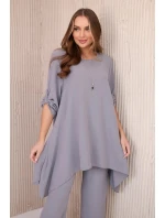 Sada halenka + kalhoty s přívěskem 27943 šedá - Koucla Sada halenka + kalhoty s přívěskem 27943 šedá - Koucla