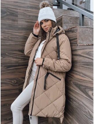 Dámská zimní bunda oversize MELODY s kapucí béžová FashionStreet TY3990 Dámská zimní bunda oversize MELODY s kapucí béžová FashionStreet TY3990