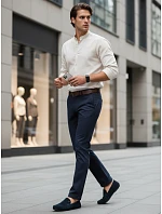 Pánské chino kalhoty slim fit ležérní elegantní tmavě modré FashionStreet UX4492