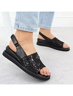 Dámské zvýšené sandály s gumou černé Jezzi RMR2267-2