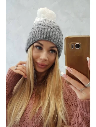 Fleecová čepice Ilona K218 šedá+bílá