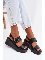 Dámské sandály na platformě s ozdobným detailem Černé Nelira