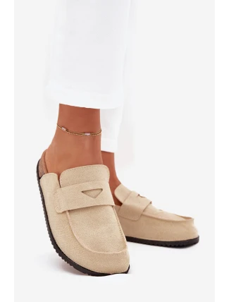 Dámské pantofle na korkové platformě – béžové Nivalia