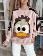 Dámská oversize mikina se záplatami CUTE MAKEX růžová FashionStreet BY1493 Dámská oversize mikina se záplatami CUTE MAKEX růžová FashionStreet BY1493